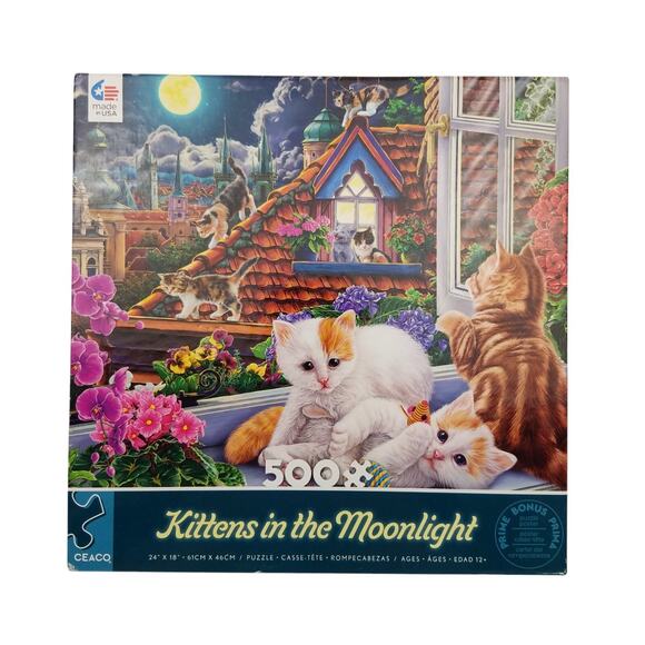 Ceaco 500 Pieces Jigsaw Puzzle Kittens In The Moonlight NEW 2022 - Picture 1 of 8